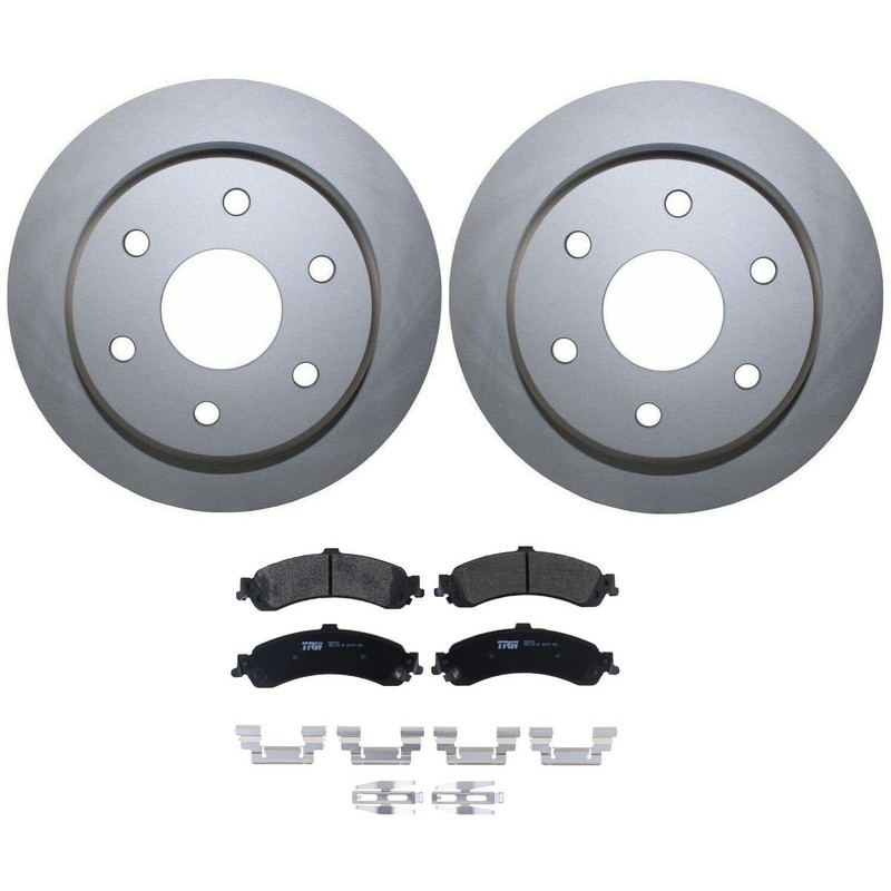 Rear Brake Kit 330mm Disc Rotors and TRW Metallic Pad Set For Cadillac Chevy GMC gallery