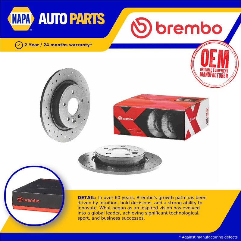 2x Brake Discs Pair fits VOLVO C30 533 Rear 06 to 13 280mm Set Brembo 30666802