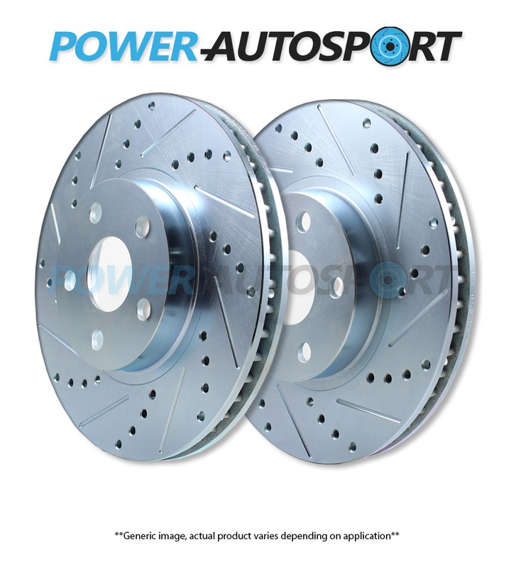 (FRONT) POWER PERFORMANCE DRILLED SLOTTED PLATED BRAKE DISC ROTORS P54123