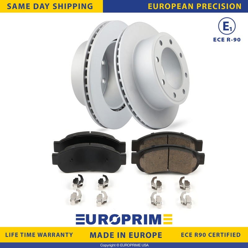 Rear Brake Disc Rotors & Ceramic Brake Pads for 2008-12 Ford F-350 Super Duty