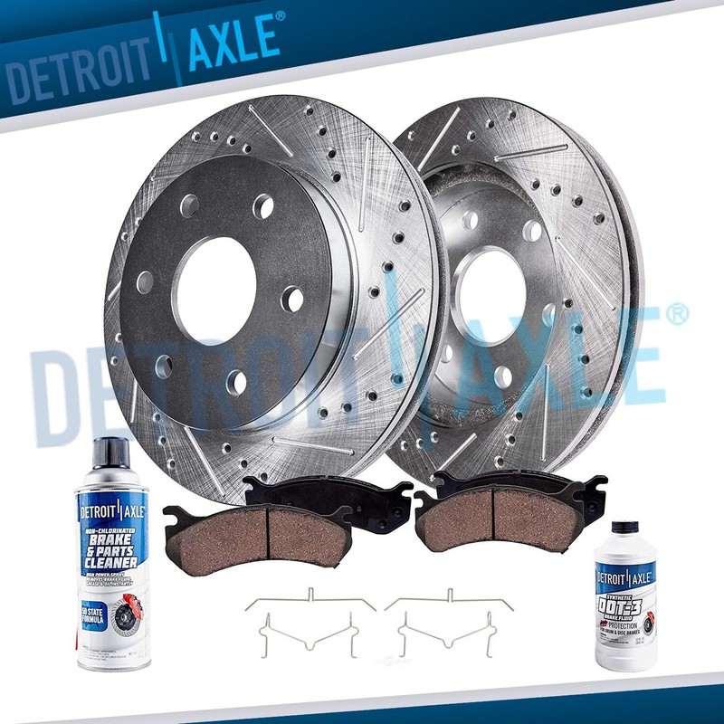 Front Drilled Brake Rotors + 4.7″ Ceramic Pads for 2000-2003 Toyota Tundra Truck