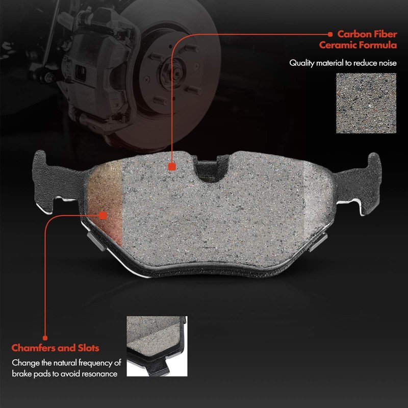 Rear LH & RH Drilled Brake Rotor & Brake Pad for BMW 325xi E46 2001-2005 L6 2.5L gallery
