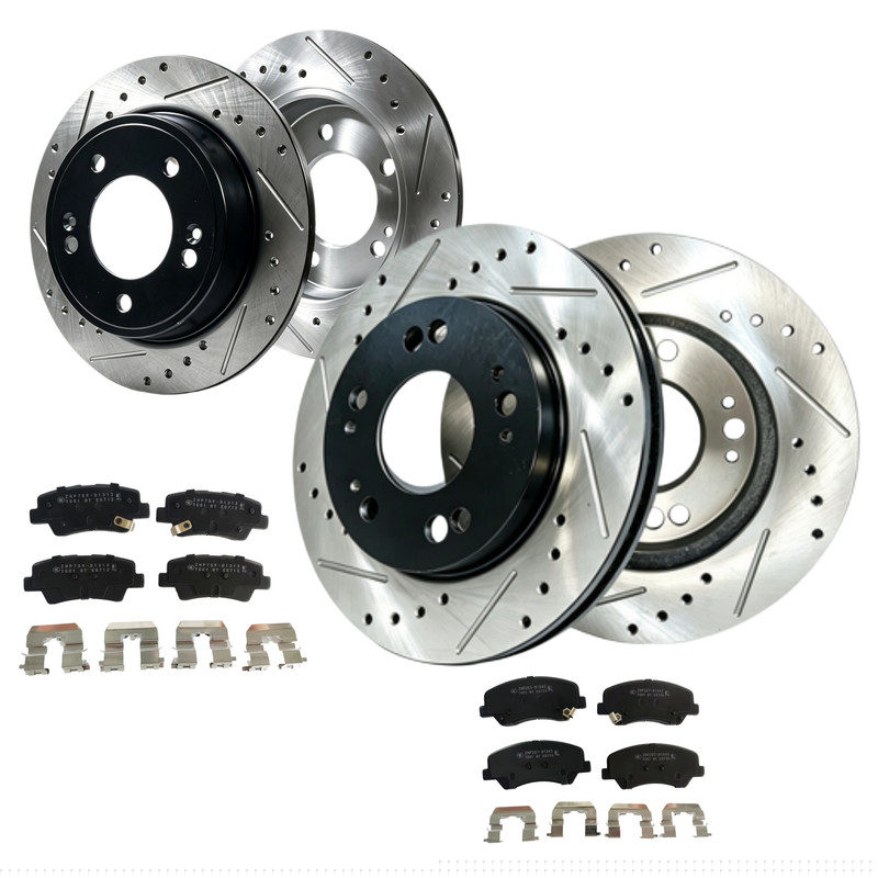 Front Rear Drilled Rotors Brake Ceramic Pads fits HYUNDAI ELANTRA KIA FORTE 2015