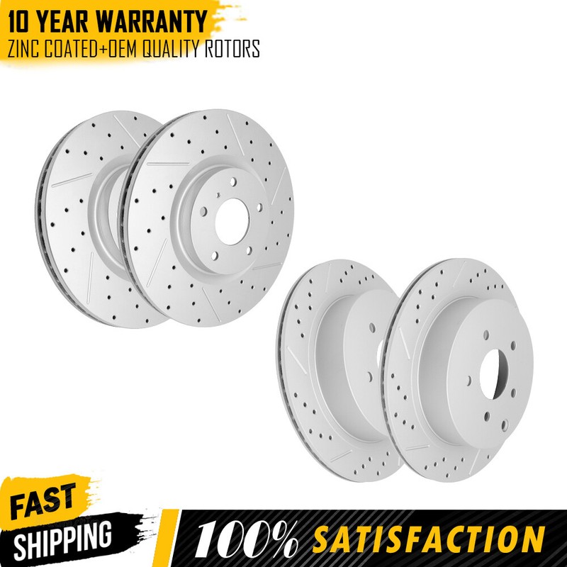 Front & Rear Drilled Slotted Brake Rotors For Infiniti M35h M56 M37 Q70 Q70 QX70