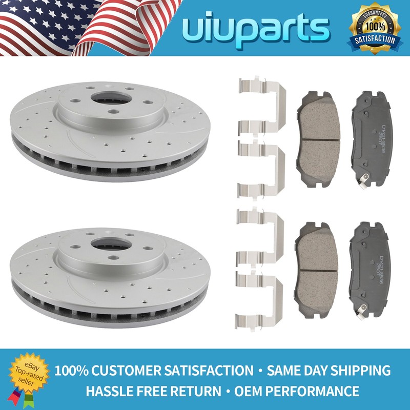 Front Drilled Rotors Ceramic Brake Pads w/ Hardware for 2010 – 2015 Chevy Camaro