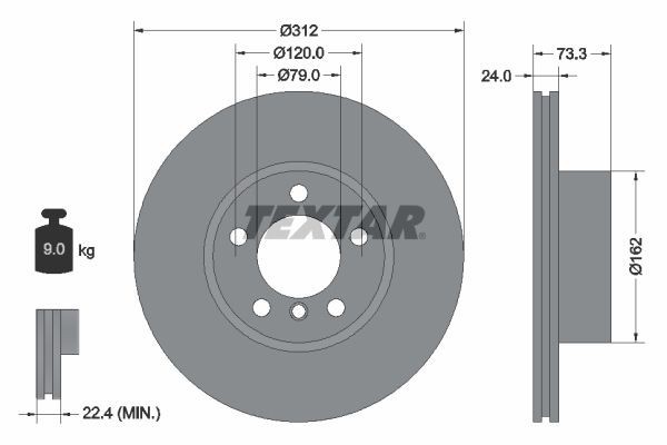 2X Textar 92261805 Front Brake Discs 312mm Vented Fits Bmw 1 2 3 4 Series X1