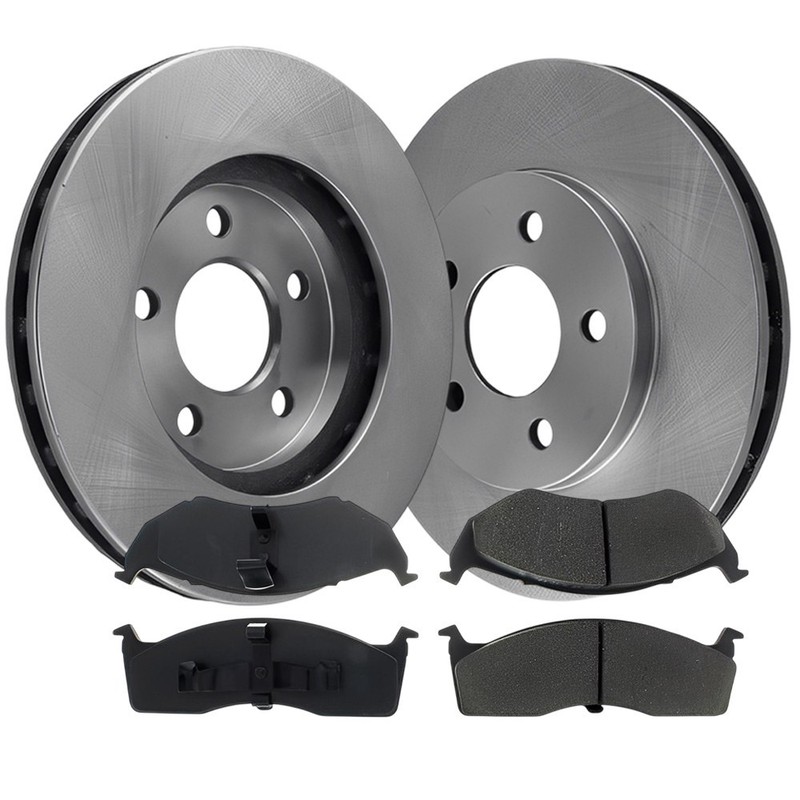 Front Right & Front Left Disc Brake Rotors With Pads For Dodge Caravan 00-96