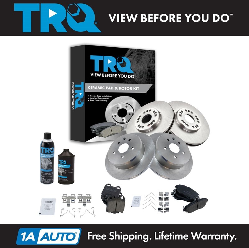 TRQ Front & Rear Ceramic Brake Pad & Rotor Kit w/Chemicals for Lexus GS IS