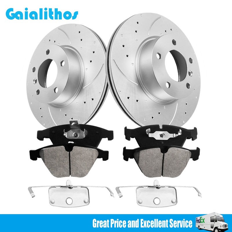 Front Drilled Brake Rotors Ceramic Pads for 2010 2011 2012 2013 BMW 328i xDrive