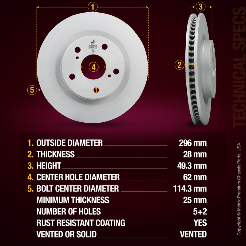 Front Disc Brake Rotor For 13-18 Lexus ES300H 07-18 ES350 08-18 Toyota Avalon gallery