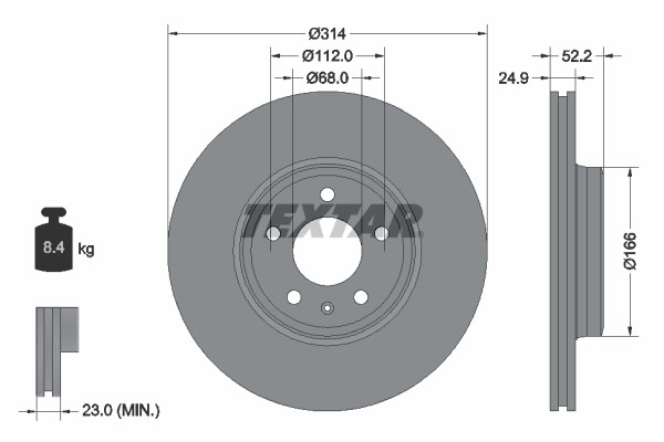 Textar 92159905 Brake Disc for Audi, Audi (FAW) gallery