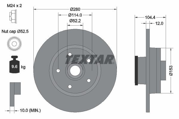 Textar 92268903 Brake Disc for Fiat, Mitsubishi, Nissan, Opel, Renault, Vauxhall gallery