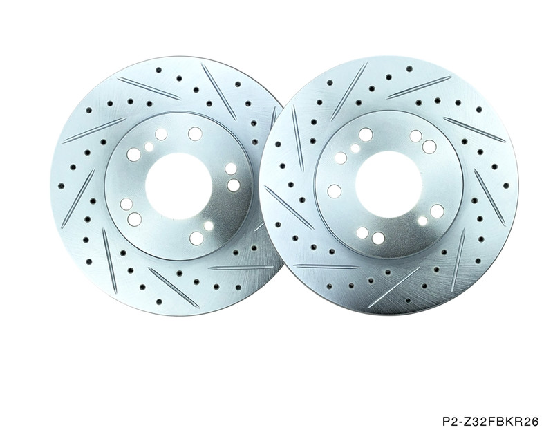 P2M Slotted Drilled Coated 26MM Front Brake Rotors for Nissan Z32 300ZX 240sx