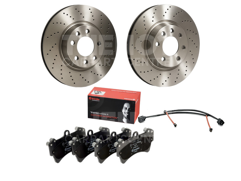FRONT DRILLED BRAKE DISCS PADS WIRES FOR AUDI Q7 PORSCHE CAYENNE VW TOUAREG 350m