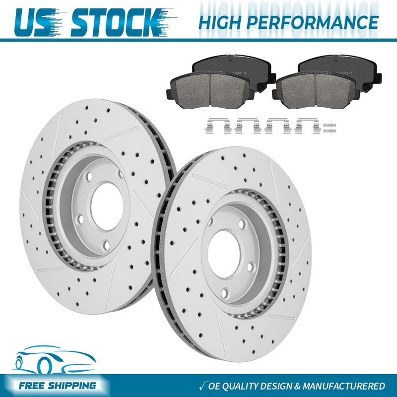 Front Drilled Disc Brake Rotors & Ceramic Pads Kit for 2013 2014-2017 Mazda CX-5
