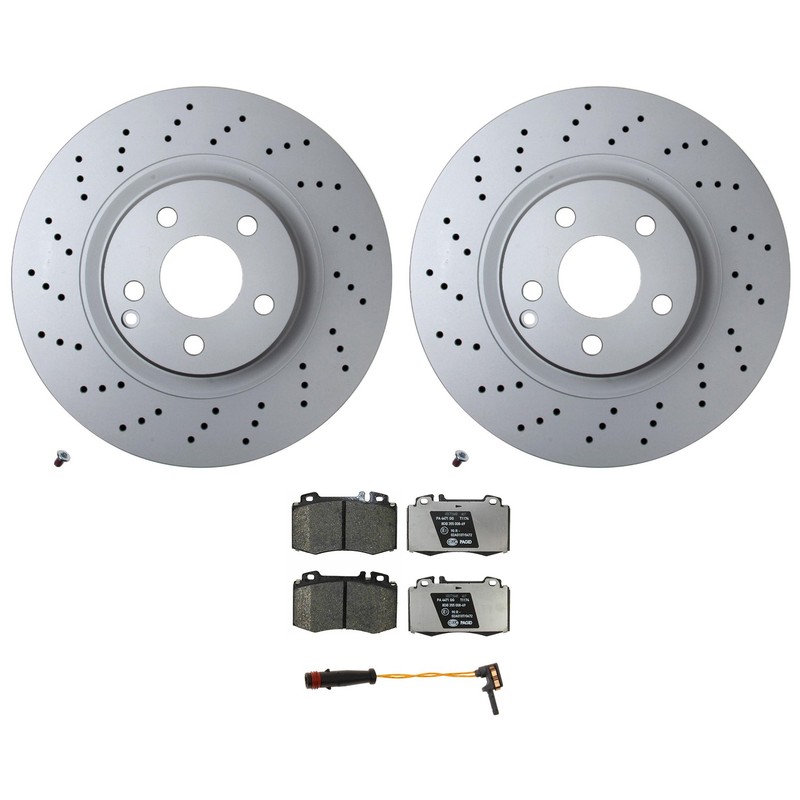 Hella Front Rotors Low-Met Disc Brake Pad Kit For C215 CL500 Coupe RWD 2000-2002
