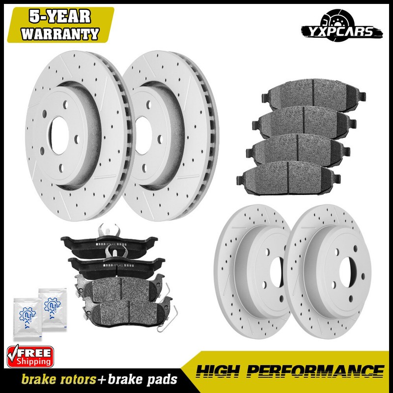 Front & Rear Rotors + Brake Pads for 2005 – 2010 Jeep Grand Cherokee Commander