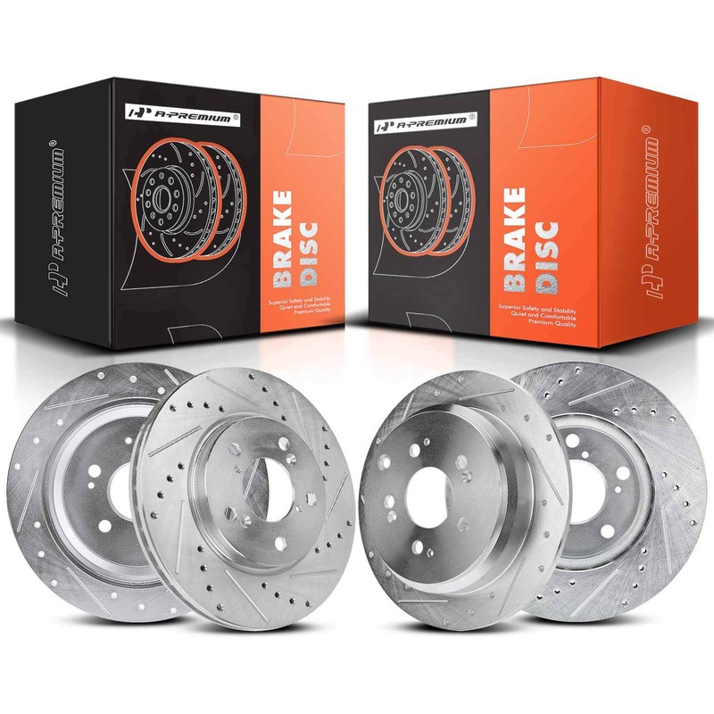 A-Premium Front & Rear Drilled Rotors for Honda Odyssey 2005-2010 Passenger Van