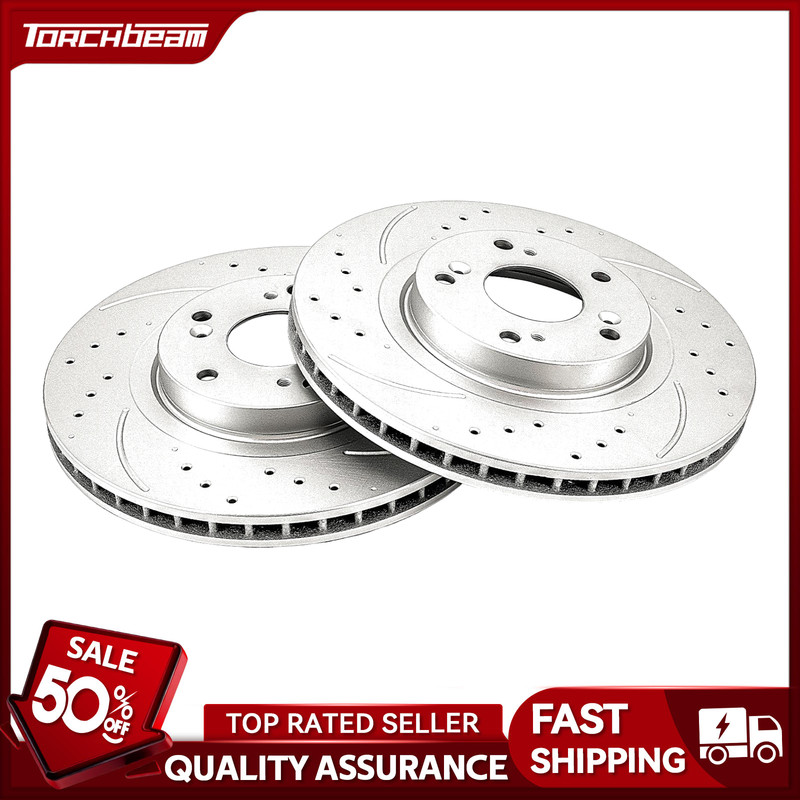 Pair Front Drilled Slotted Brake Rotors Fits 2002-2006 Acura RSX All engine