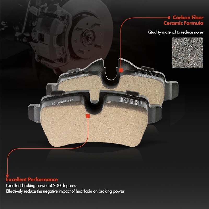 6pcs Rear Side Disc Rotors & Ceramic Brake Pads for Mini Cooper 2007-2015 259mm gallery