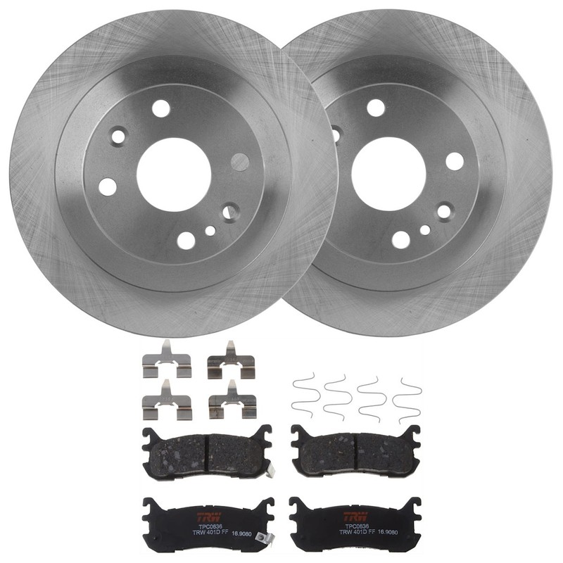 KIT-072924-1595 TRW Brake Disc and Pad Kits 2-Wheel Set Rear Sedan for Escort