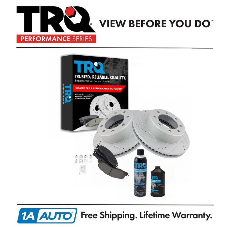 TRQ Performance & Ceramic Front Brake Kit w/Chemicals for Ram Trucks