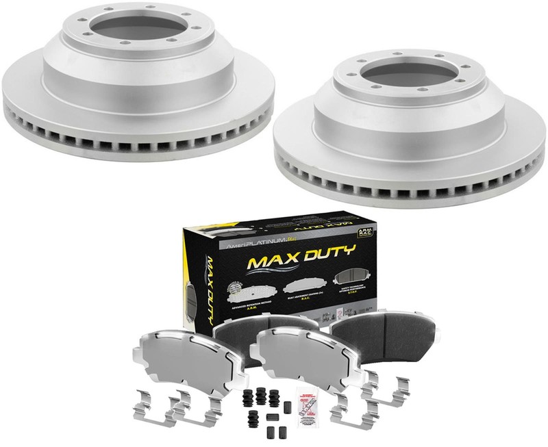 Ultra-Premium Fleet Rear Galvanized Brake Pads & Coated Rotors Fits 08-23 E350