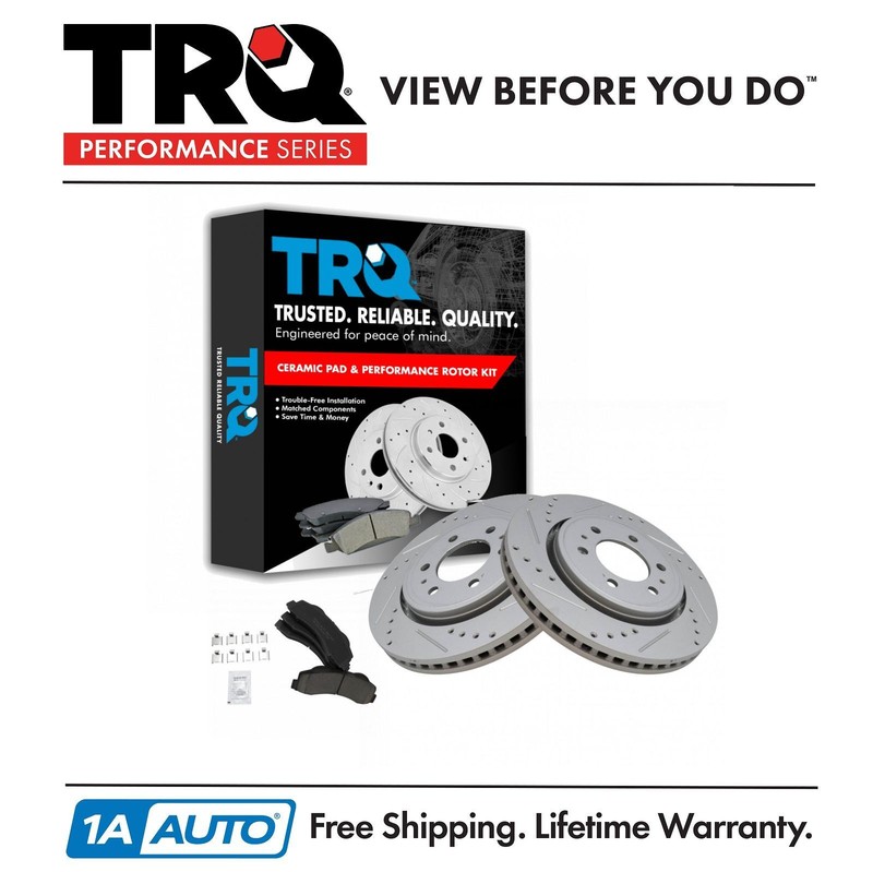 TRQ Front Ceramic Brake Pad & Rotor Kit For 10 11 12 13 14 15 16 F150 Expedition
