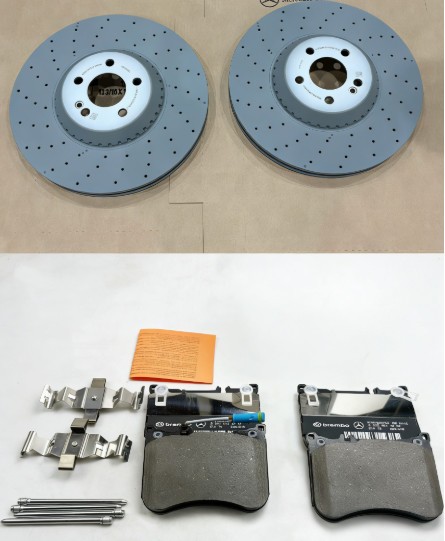Front Brake Rotors With Brake Pads & Sensor SET For Mercedes W222 S450 S550 S560