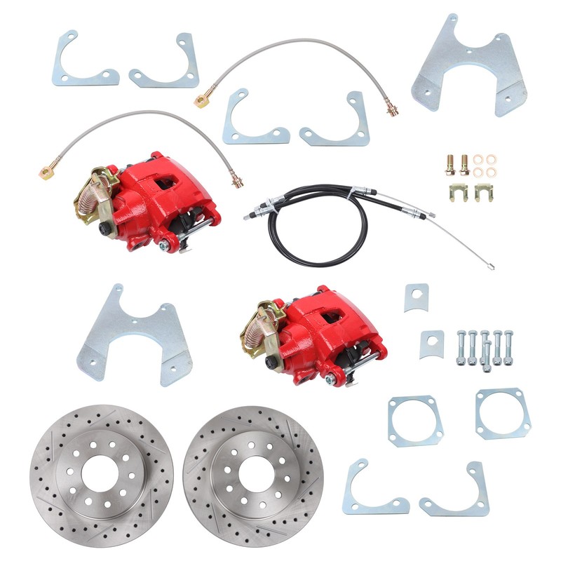 LABLT Rear End Disc Brake Kit Red Caliper For Chevy Chevelle El Camino Cutlass