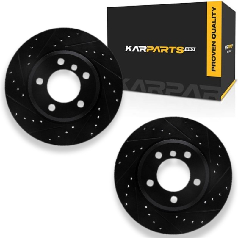 For BMW 325i/325xi 2001-2005 Rotor Set | Black | Drilled And Slotted Rotor Style
