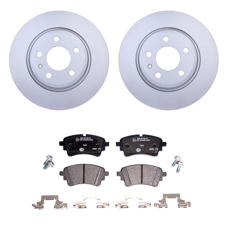 Hella Rear Rotors Low-Met Disc Brake Pad Kit For Audi A4 A4 Quattro A5 Sportback