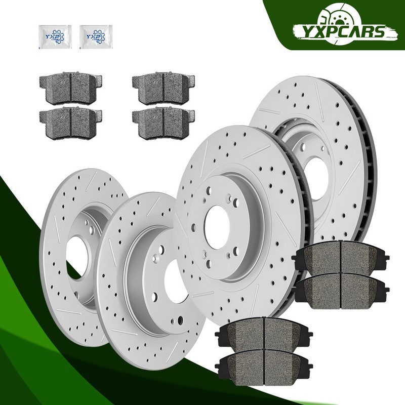 Front Rear Disc Rotors Ceramic Brake Pads Kit for 2006 – 2010 Honda Civic Si