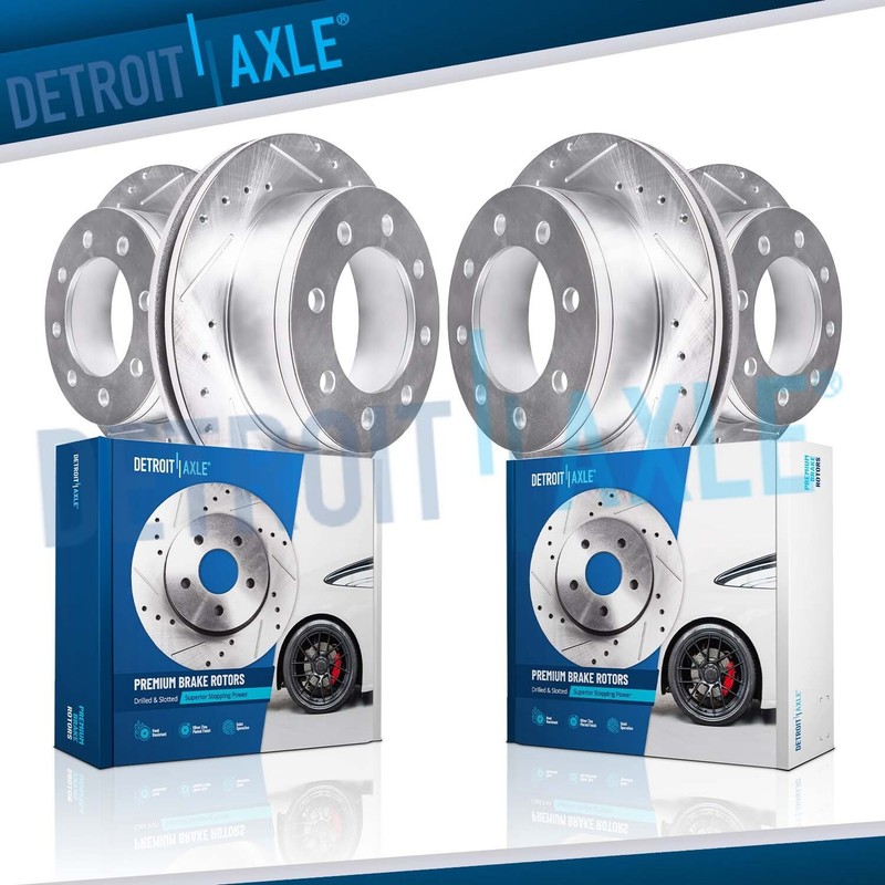 Front Rear Drilled Brake Rotors Kit for Chevrolet GMC Silverado Sierra 3500HD