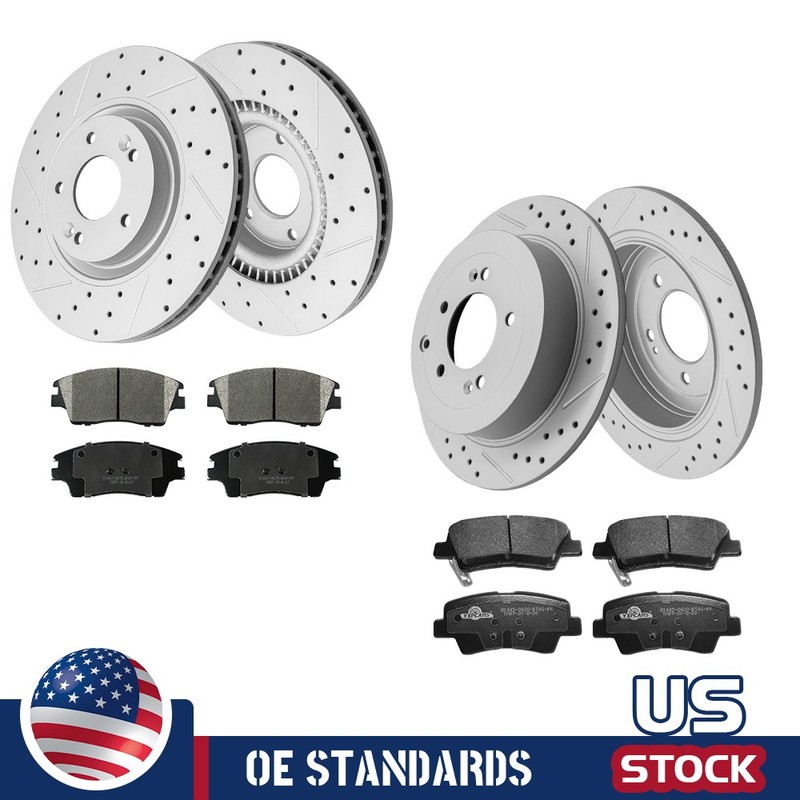 For 2017-2022 Kia Sportage Turbocharged Front Rear Disc Rotor Ceramic Brake Pads
