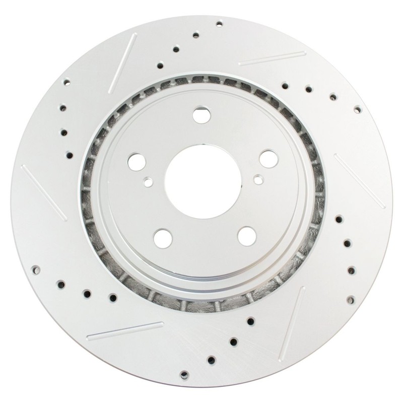 TRQ Performance Brake Rotor Drilled & Slotted G-Coated Front Pair Kit gallery