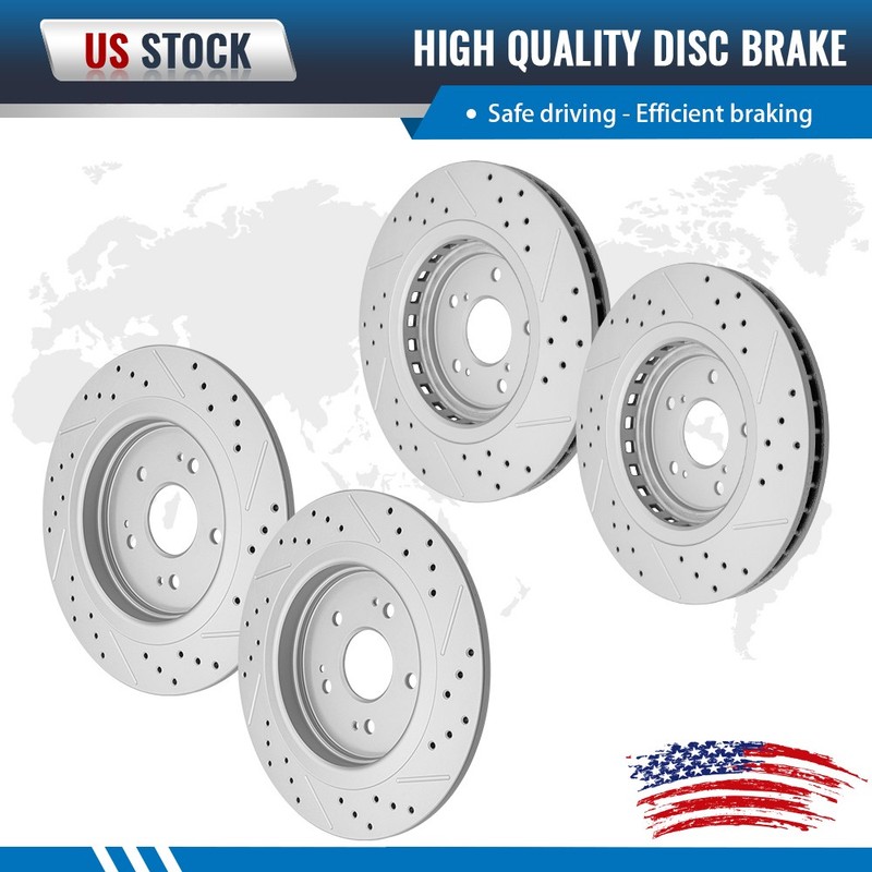 For 2015 2016 2017-2020 Acura TLX Front and Rear Drilled Brake Disc Rotors Pair
