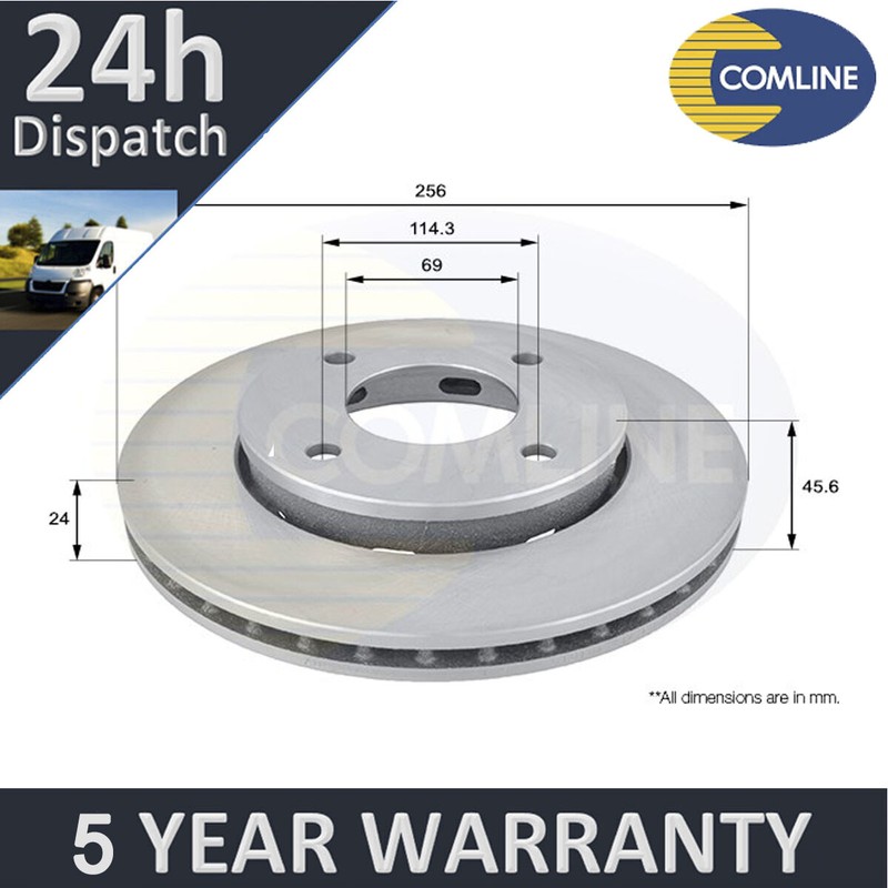 Fits Mitsubishi Colt 2004-2012 Smart Forfour 2004-2� Comline Front Brake Disc #1