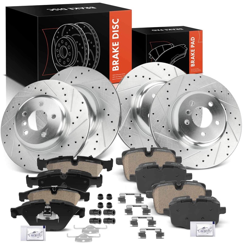 12xDrilled Brake Rotors & Brake Pads for BMW 640i 12-17 640i xDrive Front & Rear