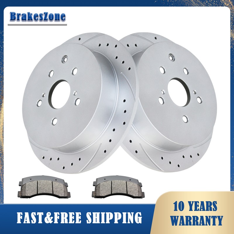 309mm REAR Brake Rotors Pads for Lexus RX350 Toyota Highlander Drilled Brakes