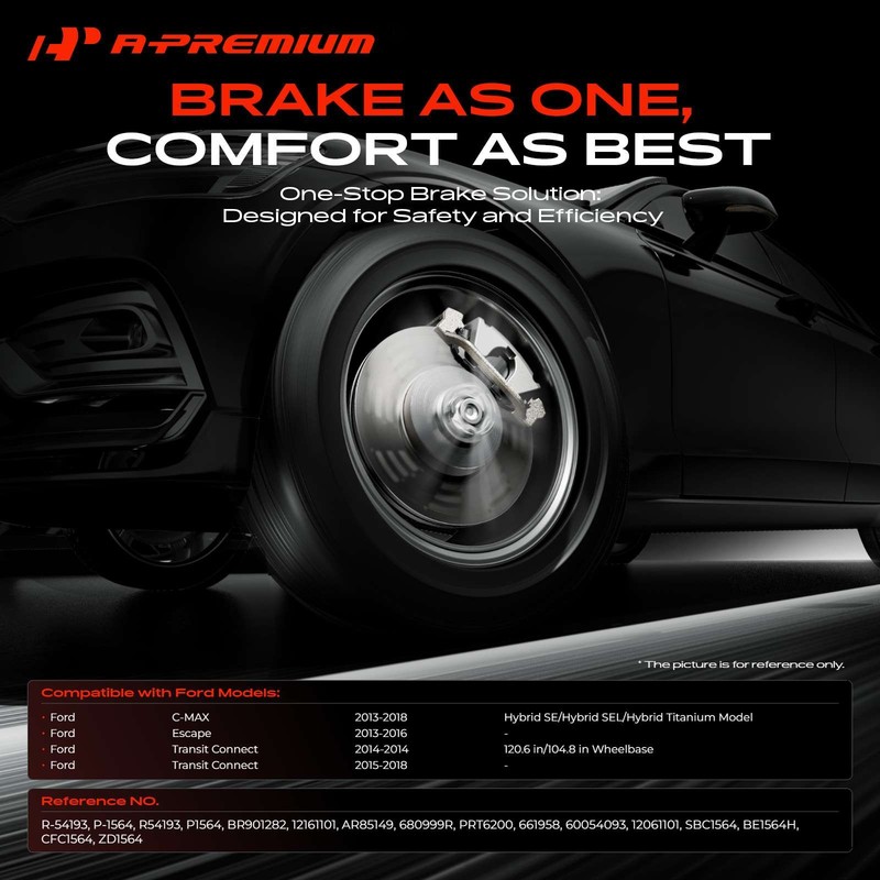 Disc Rotor & Ceramic Pads Rear for Transit Connect 14-18 Ford Escape 13-16 C-Max gallery