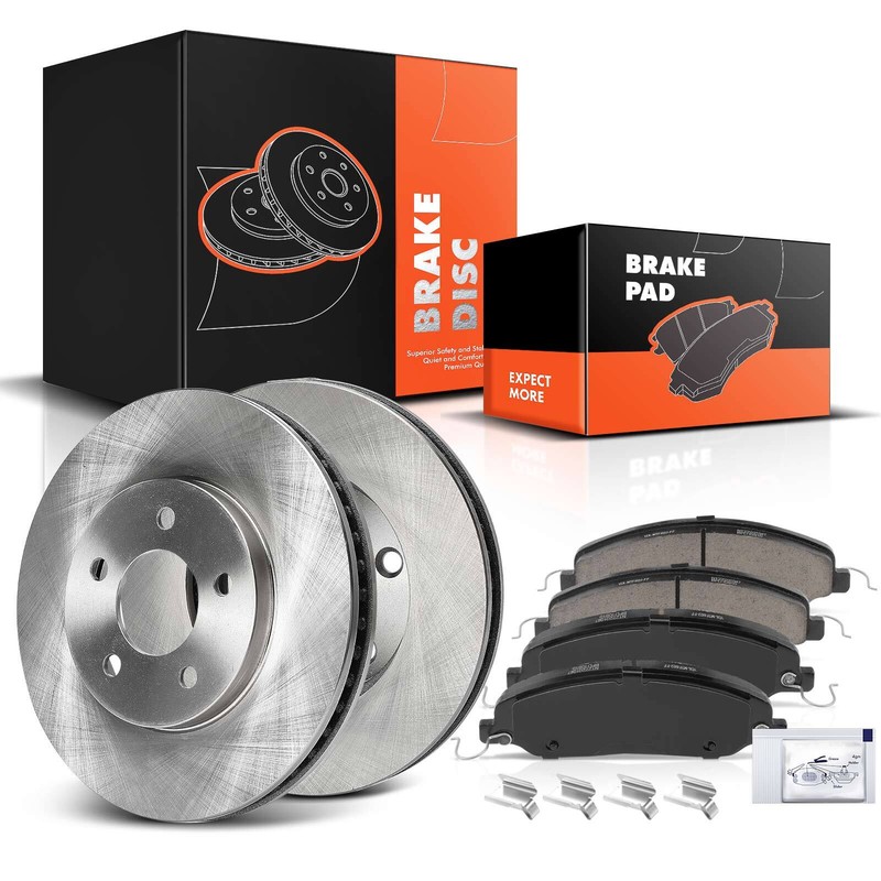 Front Brake Disc Rotor & Ceramic Brake Pads for Ford Mustang 2005-2010 V6 4.0L