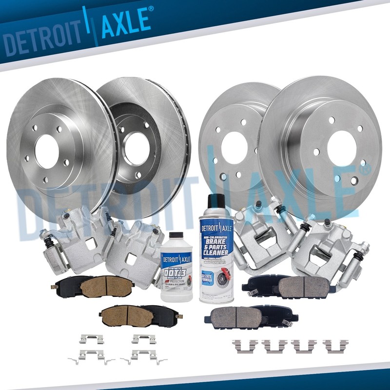 Front & Rear Disc Rotors + Brake Pad & Brake Caliper for 2002-2006 Nissan Altima