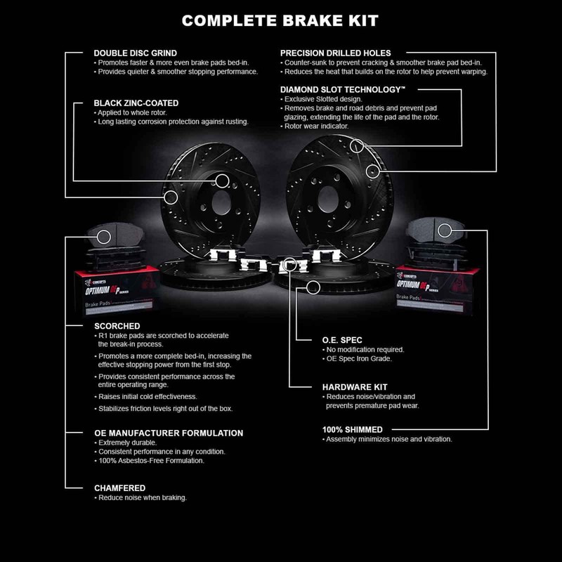 R1 Concepts Whuh2 76093 R1 Concepts Black Drilled Slotted Rotors With 5000 Oep gallery