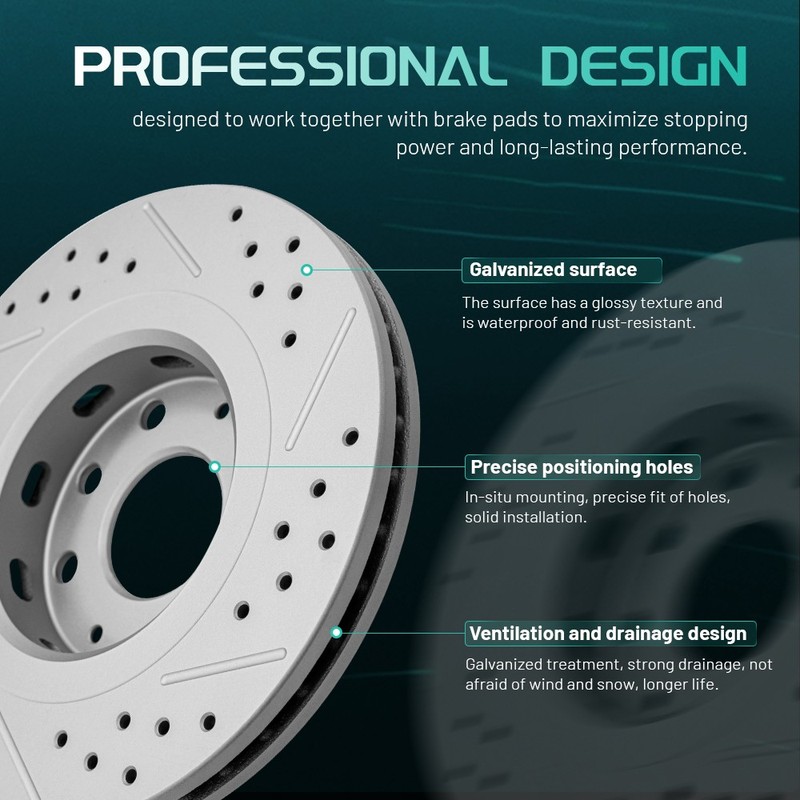 Rear Drilled Brake Rotors+Ceramic Pads for Kia Soul Forte Hyundai Veloster Kona gallery