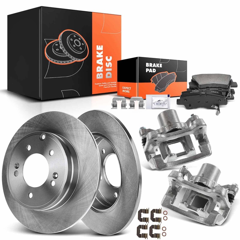 Disc Rotors & Brake Pads + Calipers for Kia Optima 2011-2013 Hyundai Sonata Rear