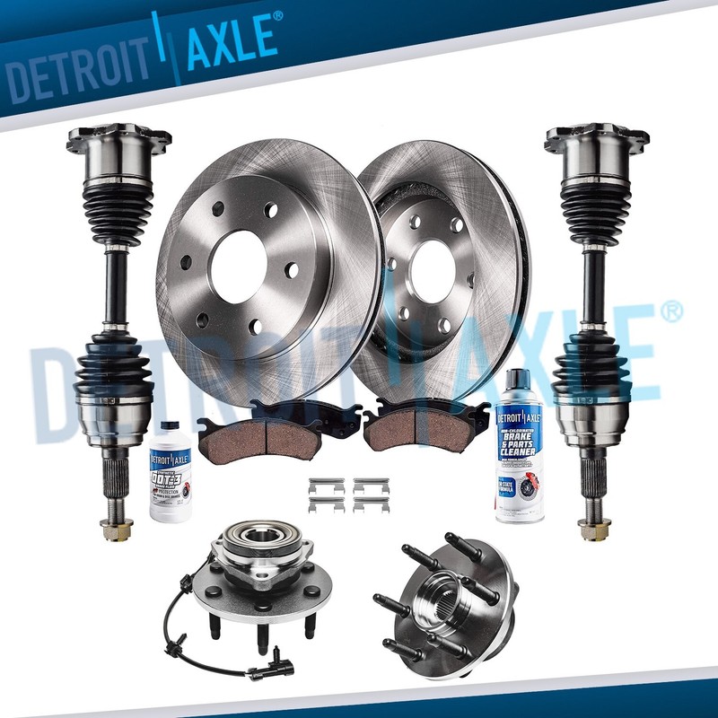 Front Brake Rotor Pad+Wheel Bearings +Axles for 99-06 Silverado Sierra 1500 4WD