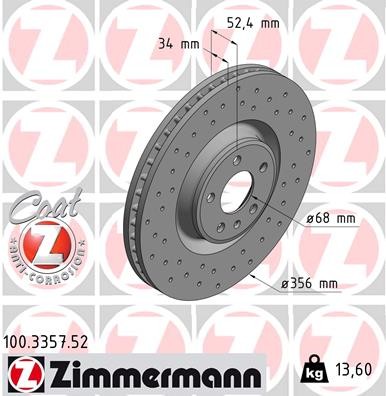 Zimmermann 100.3357.52 Brake Disc for Audi, Audi (FAW), VW (SVW) gallery