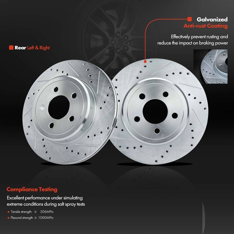 Drilled Rotor & Brake Pad + Brake Caliper for Chrysler 300 Dodge Challenger Rear gallery