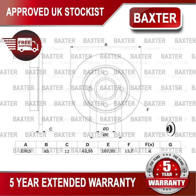 Fits Ford Ka Fiesta 1.2 1.3 1.4 1.8 D + Other Models Baxter Front Brake Disc